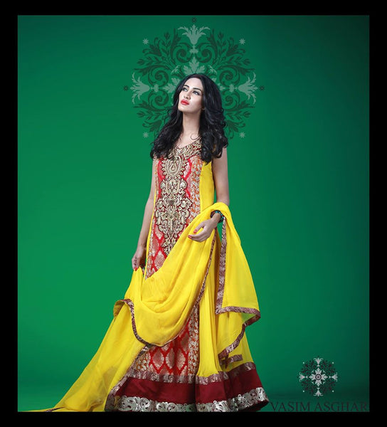 Yellow and Red Formal Suit