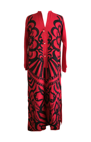Red Marina Kurta with Black Embroidery