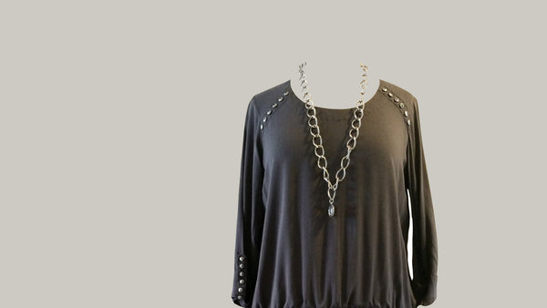 Grey Studded Top with Chain