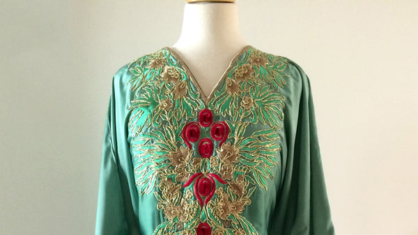 Ombre Green with Peacock Embroidered Tunic