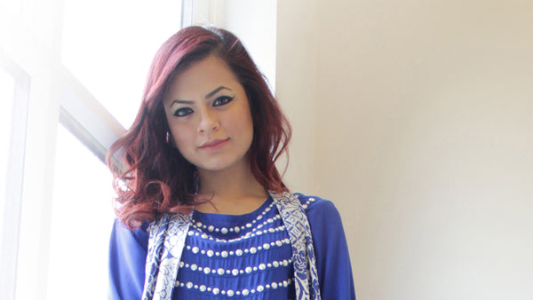 Blue Pearl Jumpsuit with White and Blue matching Cape