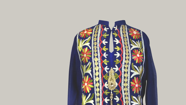 Electric Blue Cotton Net Jacket