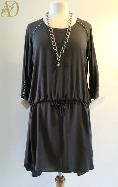 Grey Studded Top with Chain