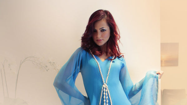 Long Eton Blue Chiffon Gown