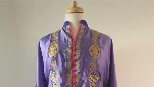Ombre Lilac and Purple Gold Embroidered Tunic