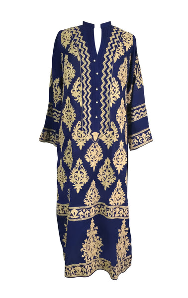 Navy Blue Marina Kurta with Beige Embroidery
