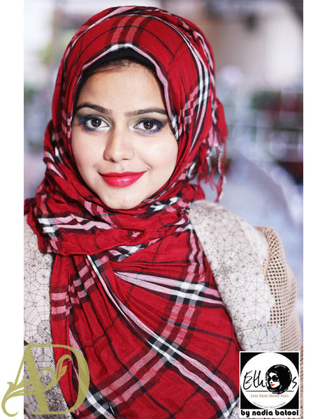 Red Tartan Viscose Hijab / Scarf