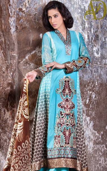ZebAisha SkyBlue Unstitched Suit