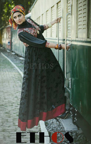Black and Maroon Panelled Dress