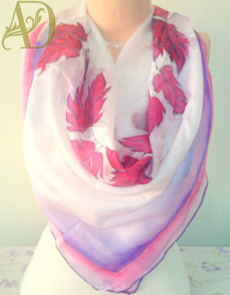 Luxury Falling Leaves Hand Painted Scarf