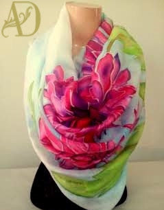 Luxury Flower Power Hand Painted Scarf