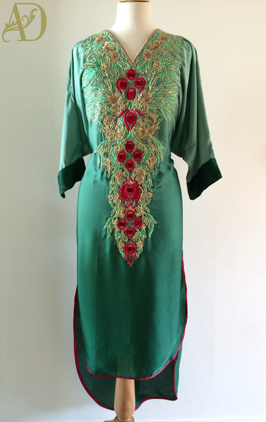 Ombre Green with Peacock Embroidered Tunic