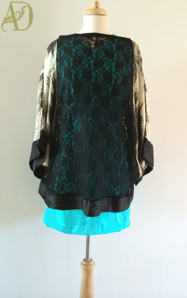 Lace and Silk Poncho Top