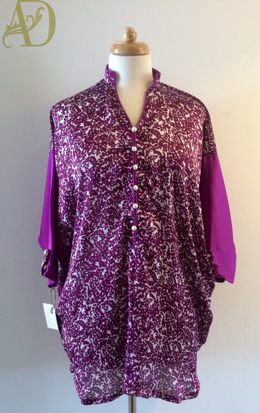 Oversized Lilac and White Silk Top