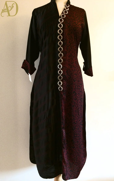 Black and Red Chamoise Kurta