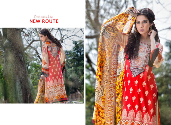 ZebAisha Red and White Unstitched Suit