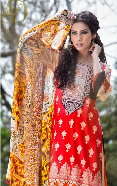 ZebAisha Red and White Unstitched Suit